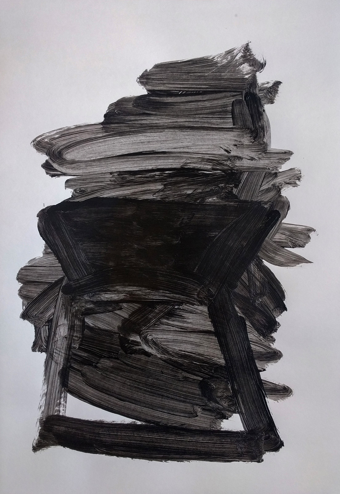 Blackout drawing - black acrylic on plain white paper. 